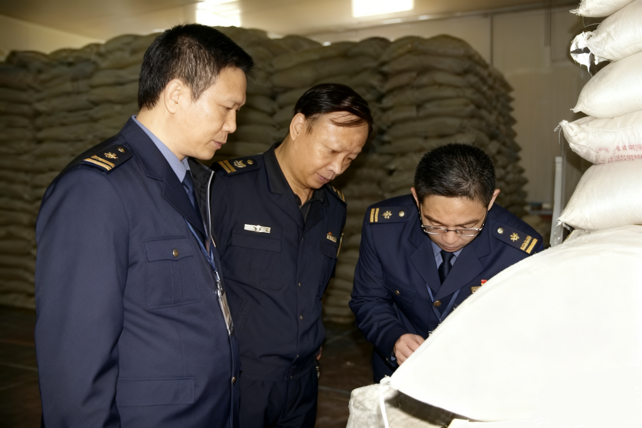 工作人員現(xiàn)場查驗(yàn)米倉